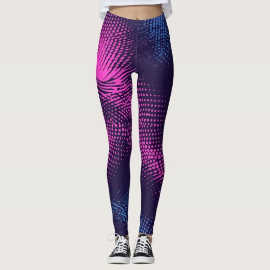 💖 Dynamic Pink & Purple Dotted Abstract Pattern Leggings (Vorderseite)