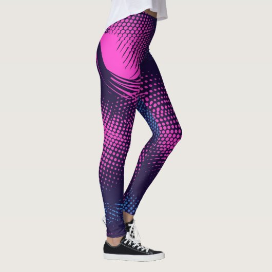 💖 Dynamic Pink & Purple Dotted Abstract Pattern Leggings (Rechts)