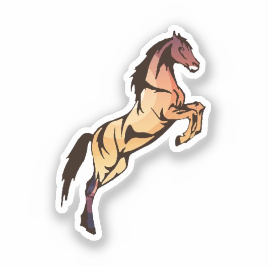 Dynamic Rearing Horse Watercolor Art Sticker (Vorderseite)