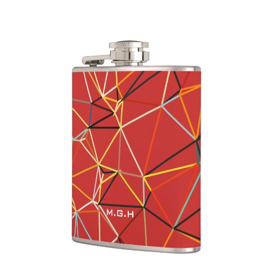 Dynamic Red Abstract Geometric Monogram Flachmann (Links)