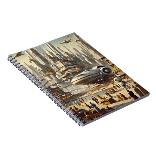 Dynamic Retro-Futuristic Spaceport Sci-Fi Notizblock (Rechte Seite)