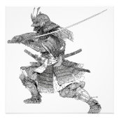 Dynamic Schwarz-weiß Samurai Warrior Zeichnend Fotodruck (Vorne)
