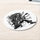 Dynamic Skeleton Rockstar Playing Electric Guitar Runder Pappuntersetzer (Angewinkelt)