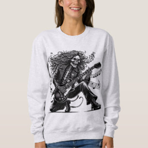 Dynamic Skeleton Rockstar Playing Electric Guitar Sweatshirt