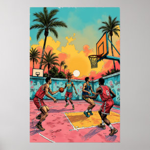 Dynamic Slam Dunk - Basketballspiel-Illustration Poster