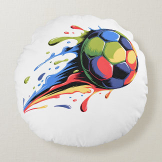 Dynamic Soccer Ball Paint Splatter Colorful Sports Rundes Kissen