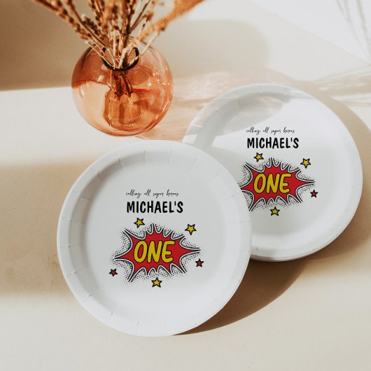 Dynamic Superhero 1. Geburtstag Pappteller