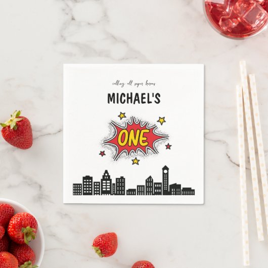 Dynamic Superhero 1. Geburtstag Serviette (Beispiel)