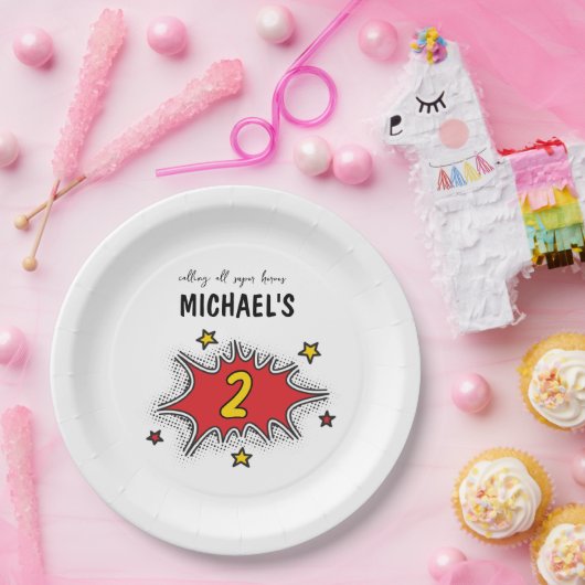 Dynamic Superhero 2. Geburtstag Pappteller (Party)