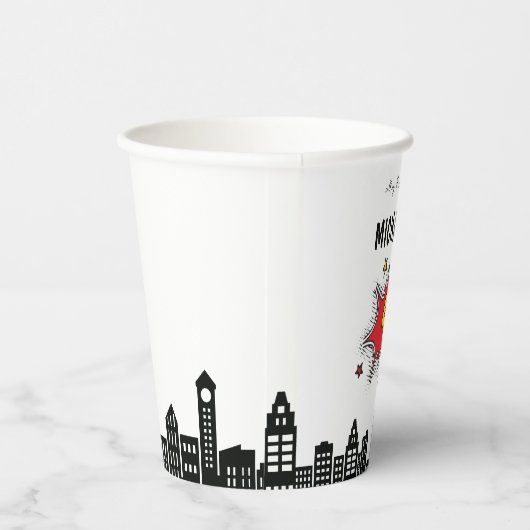 Dynamic Superhero 4. Geburtstag Pappbecher (Rechts)