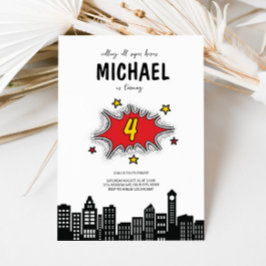 Dynamic Superhero 4. Geburtstagseinladung Einladung