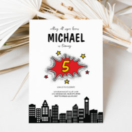 Dynamic Superhero 5. Geburtstagseinladung Einladung