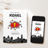 Dynamic Superhero Einladung zum 1. Geburtstag