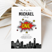 Dynamic Superhero Einladung zum 1. Geburtstag