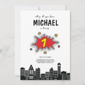 Dynamic Superhero Einladung zum 1. Geburtstag (Vorderseite)