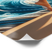 Dynamic Surfer Girl Walking Beach Waves Art Poster (Ecke)