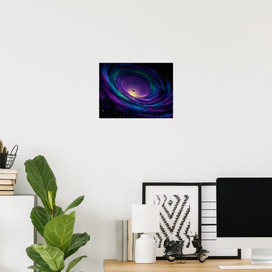 Dynamic Swirling Galaxy Vortex with Central Astron Poster (Heimbüro)