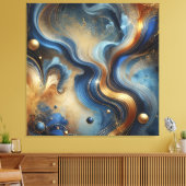 Dynamic Swirls of Blue and Gold Canvas Art Leinwanddruck (Insitu (Wohnzimmer))