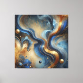 Dynamic Swirls of Blue and Gold Canvas Art Leinwanddruck (Vorderseite)