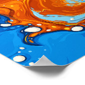 Dynamic Swirls of Blue & Orange in Fluid Motion Poster (Ecke)