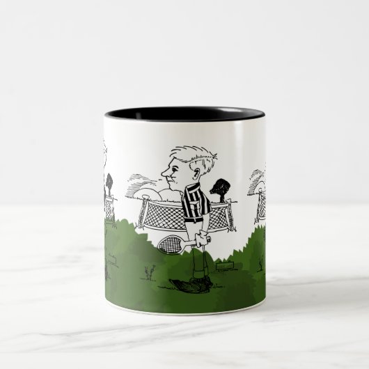 Dynamic Tennis Player Sportdesign Zweifarbige Tasse (Mittel)