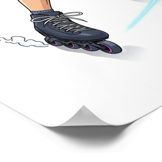 Dynamic Urban Rollerblader Art Design Poster (Ecke)