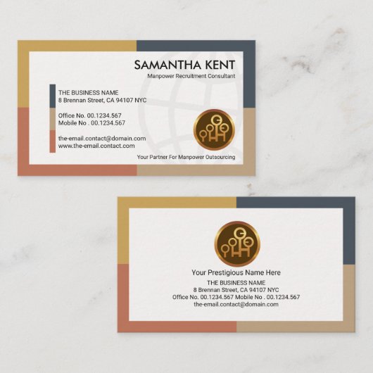 Dynamic White Global Manpower Labour Consultant Visitenkarte (Vorne/Hinten)