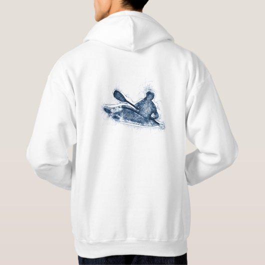Dynamic Whitewater Kayaker Line Art Hoodie (Rückseite)