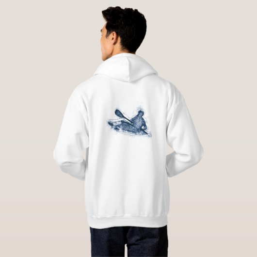 Dynamic Whitewater Kayaker Line Art Hoodie (Schwarz voll)