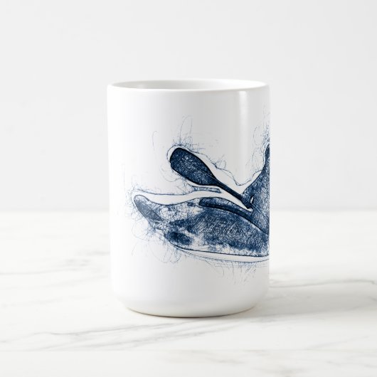 Dynamic Whitewater Kayaker Line Art Kaffeetasse (Mittel)