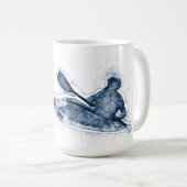 Dynamic Whitewater Kayaker Line Art Kaffeetasse (VorderseiteRechts)