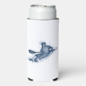 Dynamic Whitewater Kayaker Line Art Selters Dosenkühler (Seltzer Rückseite)