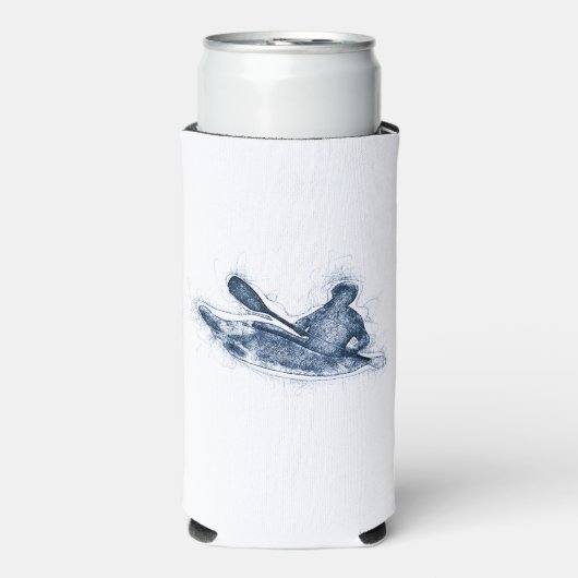 Dynamic Whitewater Kayaker Line Art Selters Dosenkühler (Seltzer Vorderseite)