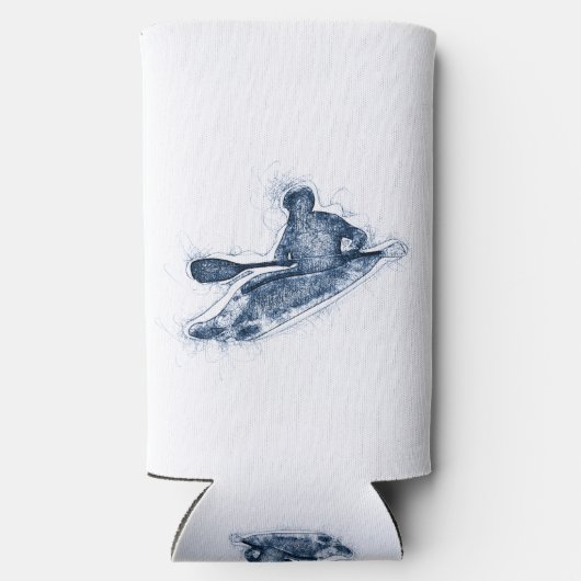 Dynamic Whitewater Kayaker Line Art Selters Dosenkühler (Rückseite)