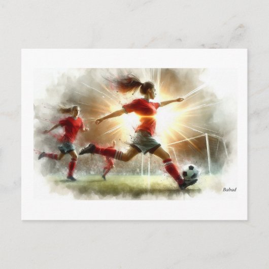 Dynamic Women Soccer Match, Postkarte (Vorderseite)