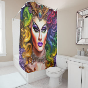 Dynamisch farbiges Drag Queen Artwork Design Duschvorhang