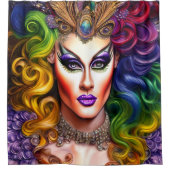 Dynamisch farbiges Drag Queen Artwork Design Duschvorhang (Vorderseite)