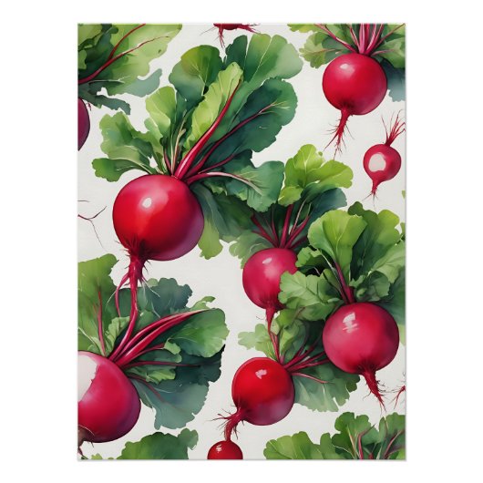 Dynamisch Radish Wasserfarbe mit fetten Schlaganfä Poster (Vorderseite)