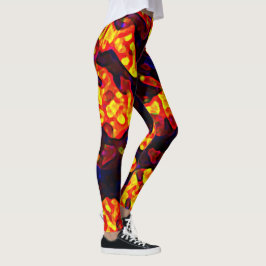Dynamisch rotes Gelb Abstrakte Formen Leggings