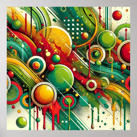 Dynamische Abstrakte Artwork mit bunten Kreisläufe Poster (Vorne)