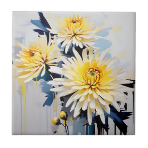 Dynamische Abstrakte BlumenChrysanthemen Fliese