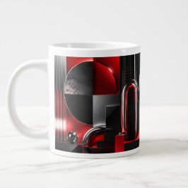 Dynamische abstrakte geometrische Kunst Rot und Sc Jumbo-Tasse