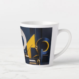 Dynamische abstrakte Kunst mit Navy, Gold und Marm Milchtasse