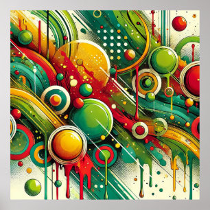 Dynamische abstrakte Kunstwerke mit farbenfrohen K Poster