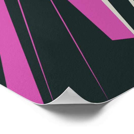 Dynamische Abstrakte Linien in Fuchsia und Black Poster (Ecke)