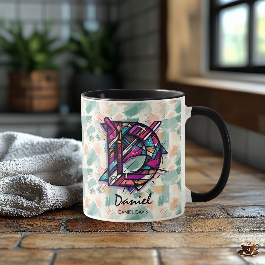 Dynamische Abstrakte Monogramm-Tasse - D für Danie Tasse