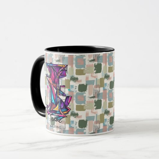 Dynamische Abstrakte Monogramm-Tasse - I für Isaac Tasse (Vorderseite Links)