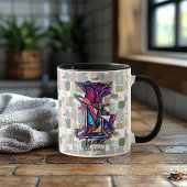 Dynamische Abstrakte Monogramm-Tasse - I für Isaac Tasse