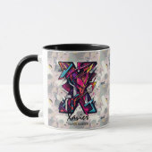 Dynamische Abstrakte Monogramm-Tasse - X für Xavie Tasse (Links)