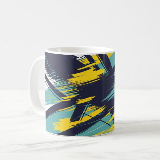 Dynamische Abstrakte Pinselstriche Kaffeetasse (Vorderseite Links)